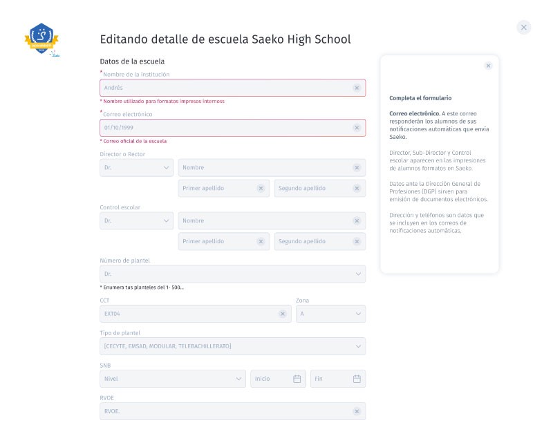 Formulario escuela
