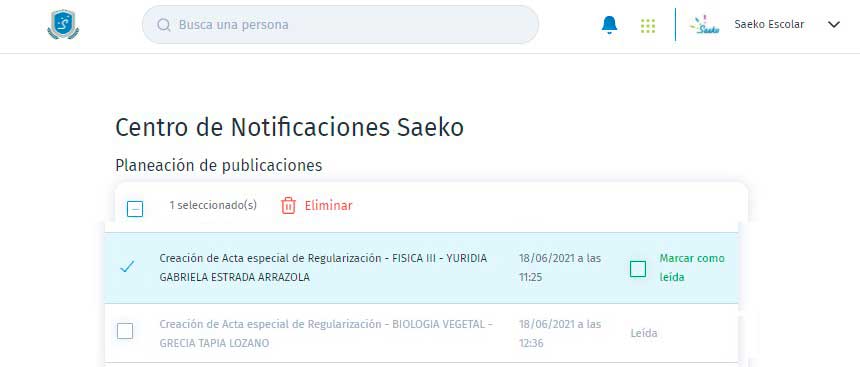 centro de notificaciones 